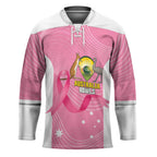 Custom Bowls Australia Breast Cancer Hockey Jersey Pink Ribbon Aussie Map With Kangaroo Emu - Aussie Hoodie