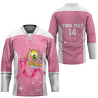 Custom Bowls Australia Breast Cancer Hockey Jersey Pink Ribbon Aussie Map With Kangaroo Emu - Aussie Hoodie