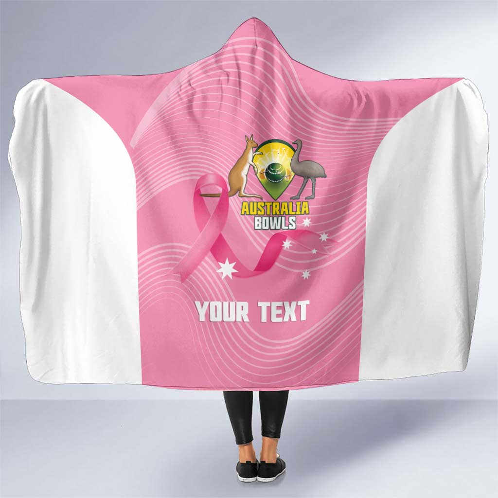 Custom Bowls Australia Breast Cancer Hooded Blanket Pink Ribbon Aussie Map With Kangaroo Emu - Aussie Hoodie
