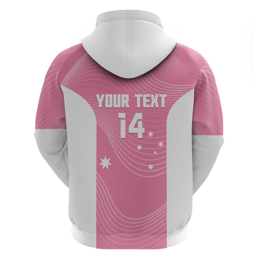 Custom Bowls Australia Breast Cancer Hoodie Pink Ribbon Aussie Map With Kangaroo Emu - Aussie Hoodie