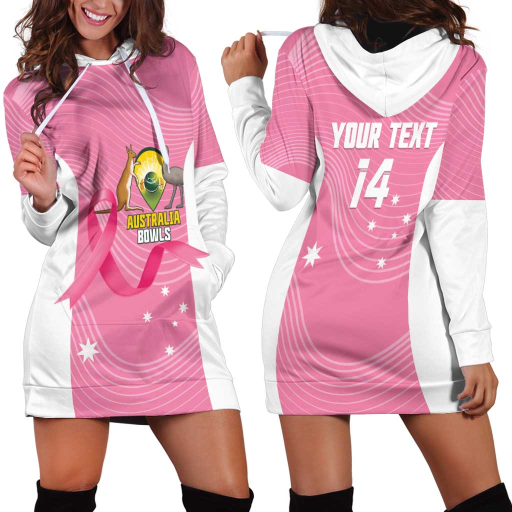 Custom Bowls Australia Breast Cancer Hoodie Dress Pink Ribbon Aussie Map With Kangaroo Emu - Aussie Hoodie