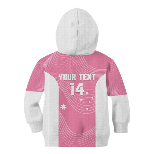 Custom Bowls Australia Breast Cancer Kid Hoodie Pink Ribbon Aussie Map With Kangaroo Emu - Aussie Hoodie