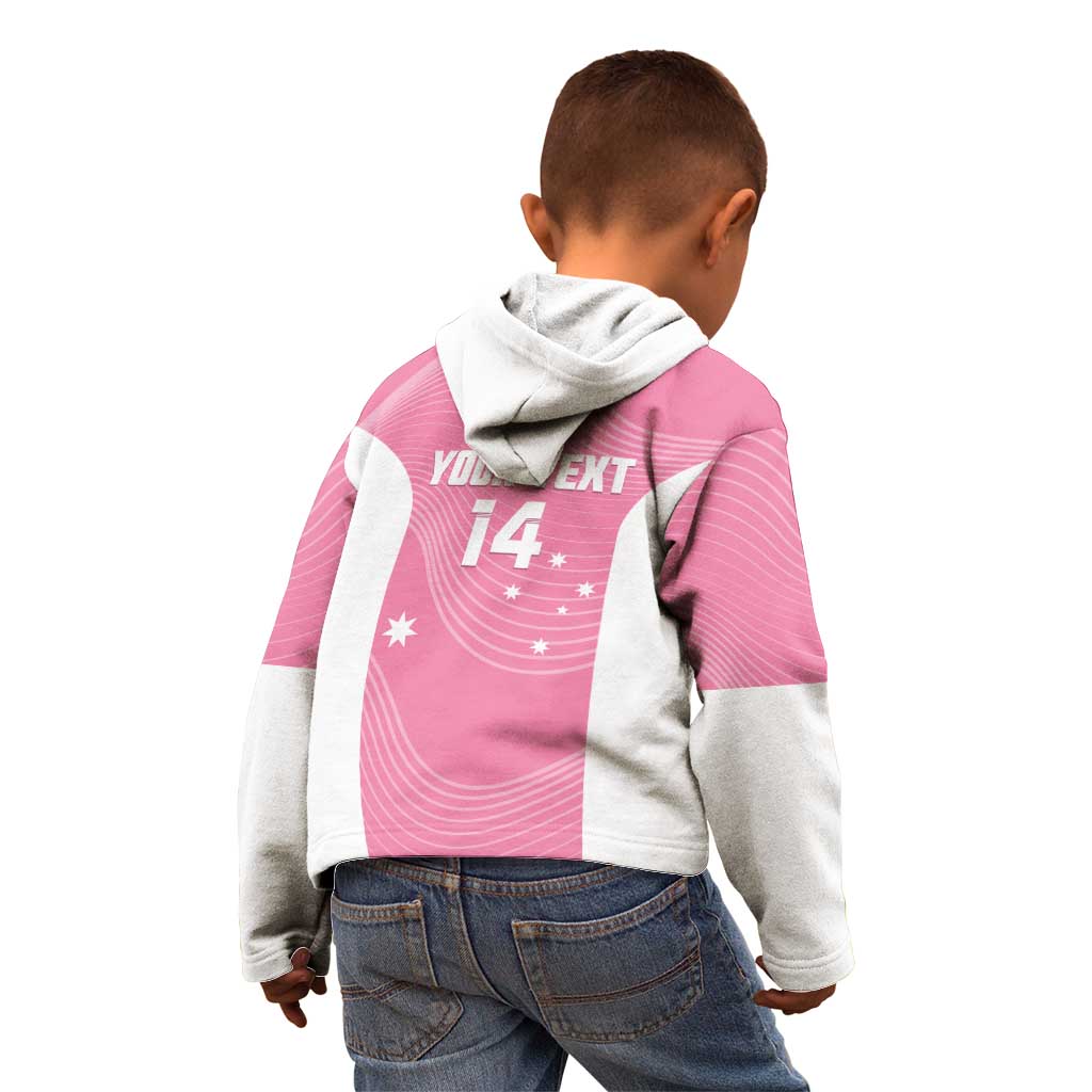 Custom Bowls Australia Breast Cancer Kid Hoodie Pink Ribbon Aussie Map With Kangaroo Emu - Aussie Hoodie