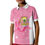 Custom Bowls Australia Breast Cancer Kid Polo Shirt Pink Ribbon Aussie Map With Kangaroo Emu - Aussie Hoodie