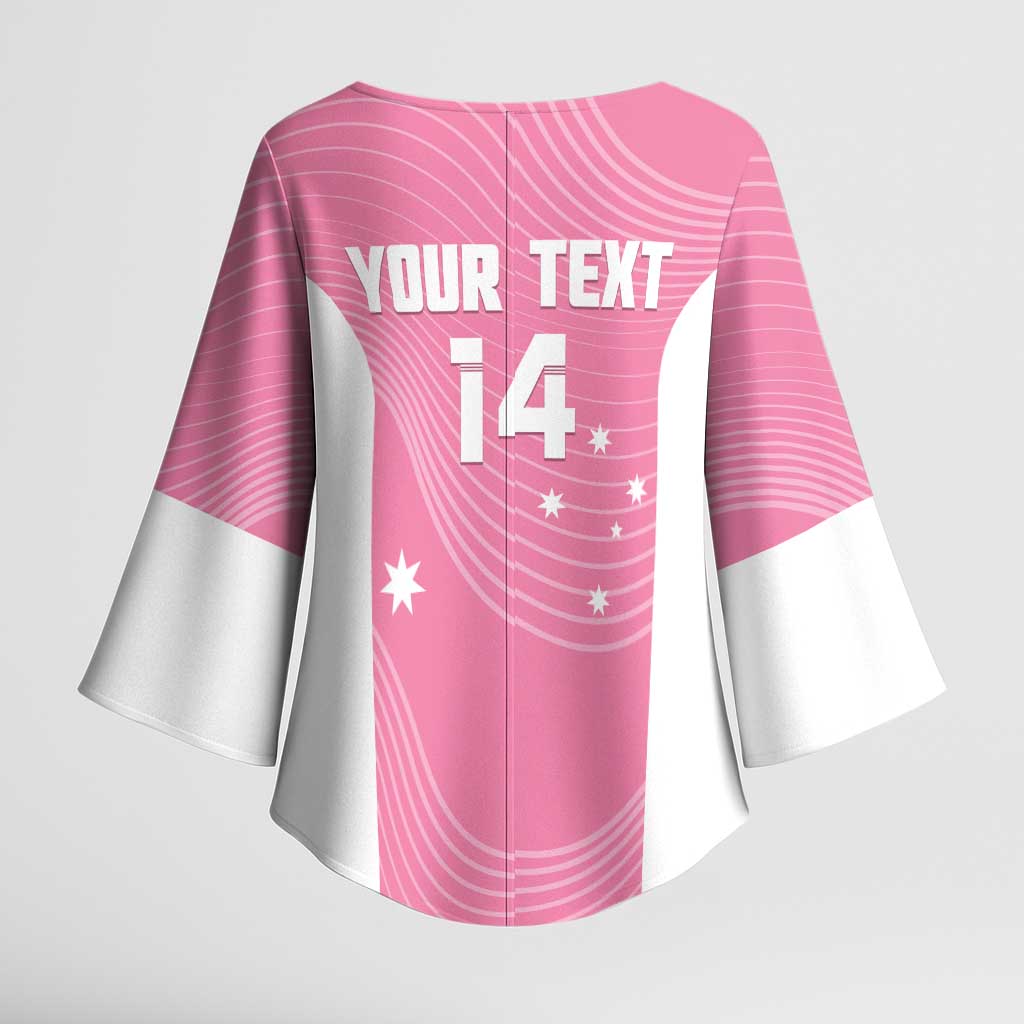 Custom Bowls Australia Breast Cancer Kimono Sleeve Blouse Pink Ribbon Aussie Map With Kangaroo Emu - Aussie Hoodie