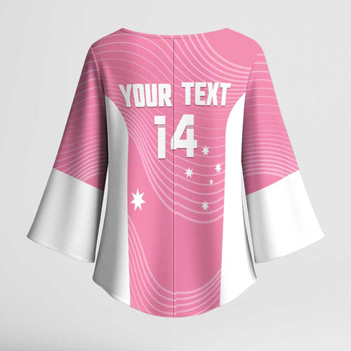 Custom Bowls Australia Breast Cancer Kimono Sleeve Blouse Pink Ribbon Aussie Map With Kangaroo Emu - Aussie Hoodie
