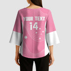 Custom Bowls Australia Breast Cancer Kimono Sleeve Blouse Pink Ribbon Aussie Map With Kangaroo Emu - Aussie Hoodie