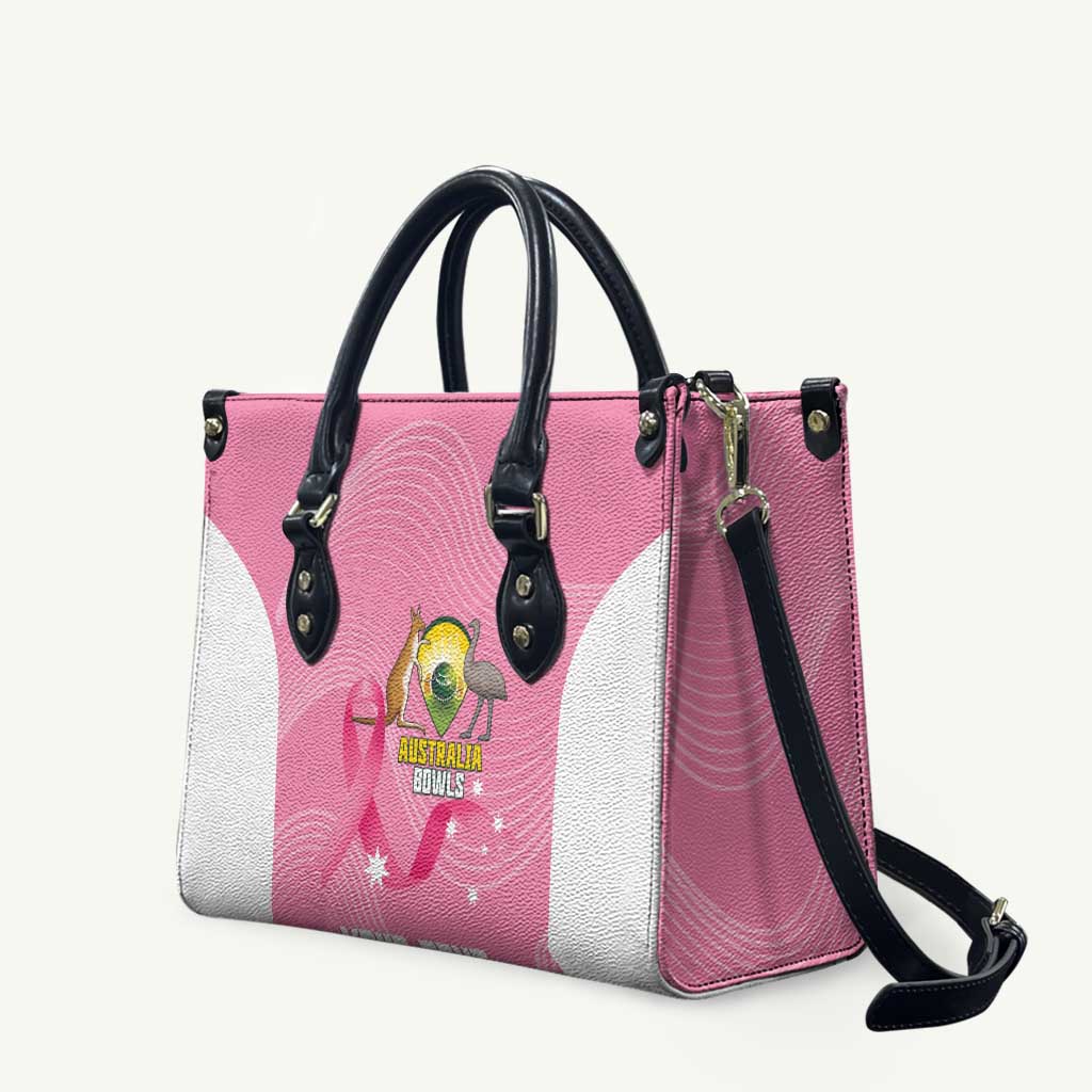 Custom Bowls Australia Breast Cancer Leather Bag Pink Ribbon Aussie Map With Kangaroo Emu - Aussie Hoodie