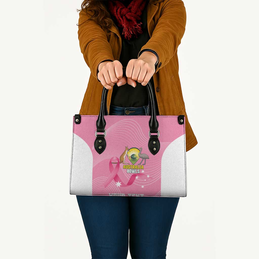 Custom Bowls Australia Breast Cancer Leather Bag Pink Ribbon Aussie Map With Kangaroo Emu - Aussie Hoodie