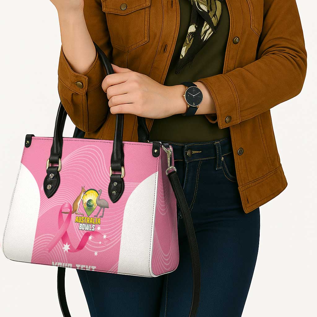 Custom Bowls Australia Breast Cancer Leather Bag Pink Ribbon Aussie Map With Kangaroo Emu - Aussie Hoodie