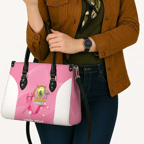 Custom Bowls Australia Breast Cancer Leather Bag Pink Ribbon Aussie Map With Kangaroo Emu - Aussie Hoodie