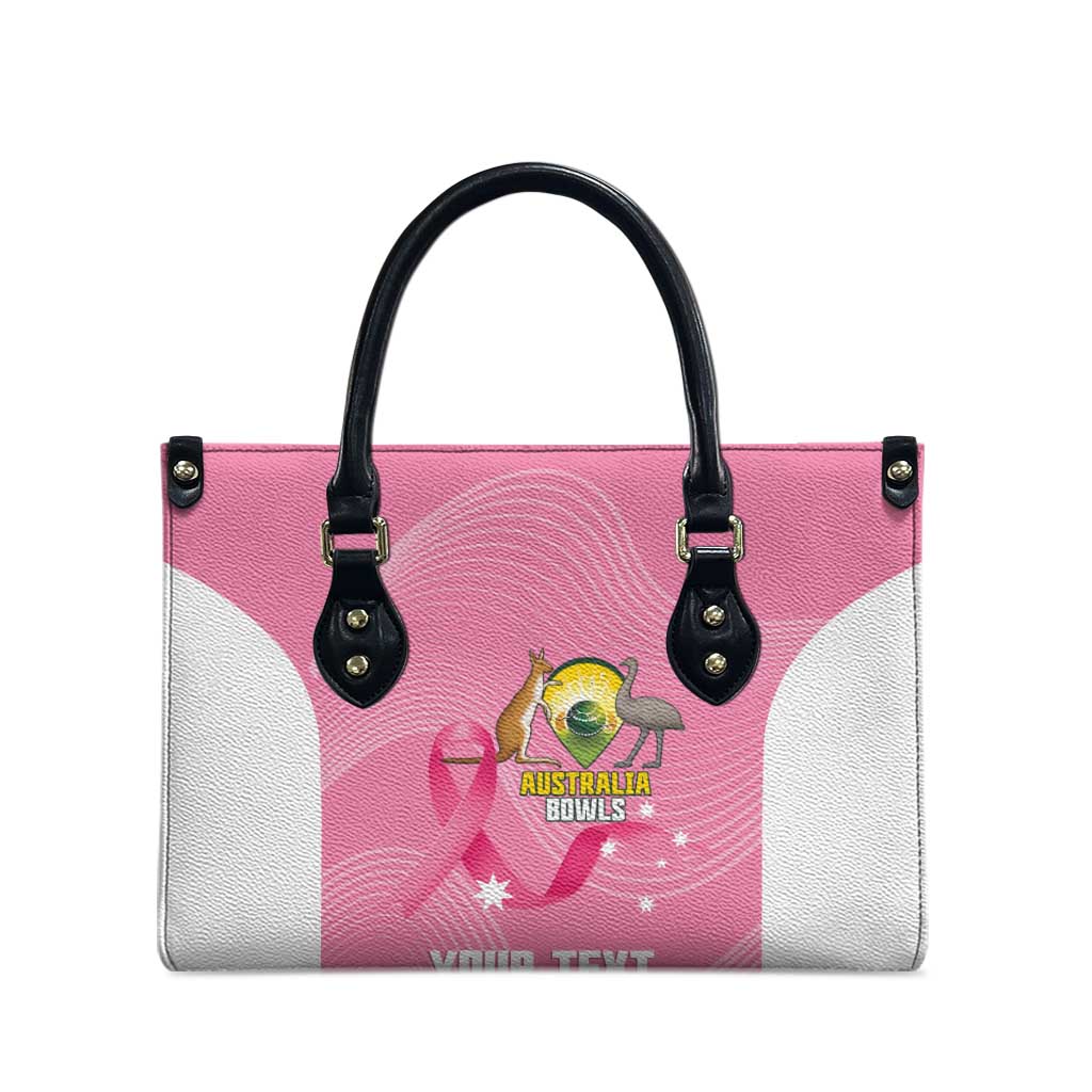 Custom Bowls Australia Breast Cancer Leather Bag Pink Ribbon Aussie Map With Kangaroo Emu - Aussie Hoodie