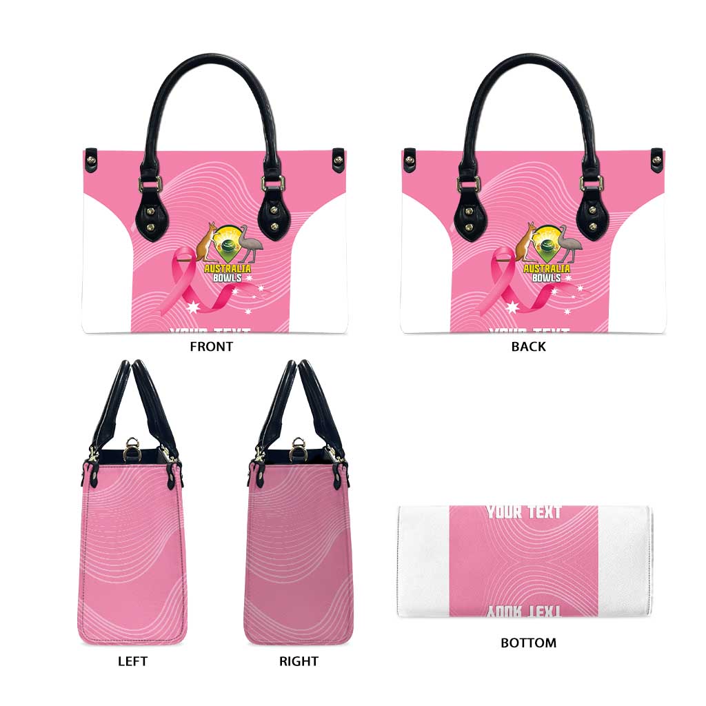 Custom Bowls Australia Breast Cancer Leather Bag Pink Ribbon Aussie Map With Kangaroo Emu - Aussie Hoodie