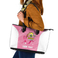 Custom Bowls Australia Breast Cancer Leather Tote Bag Pink Ribbon Aussie Map With Kangaroo Emu - Aussie Hoodie