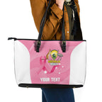 Custom Bowls Australia Breast Cancer Leather Tote Bag Pink Ribbon Aussie Map With Kangaroo Emu - Aussie Hoodie