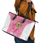 Custom Bowls Australia Breast Cancer Leather Tote Bag Pink Ribbon Aussie Map With Kangaroo Emu - Aussie Hoodie