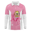 Custom Bowls Australia Breast Cancer Long Sleeve Polo Shirt Pink Ribbon Aussie Map With Kangaroo Emu - Aussie Hoodie