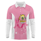 Custom Bowls Australia Breast Cancer Long Sleeve Polo Shirt Pink Ribbon Aussie Map With Kangaroo Emu - Aussie Hoodie