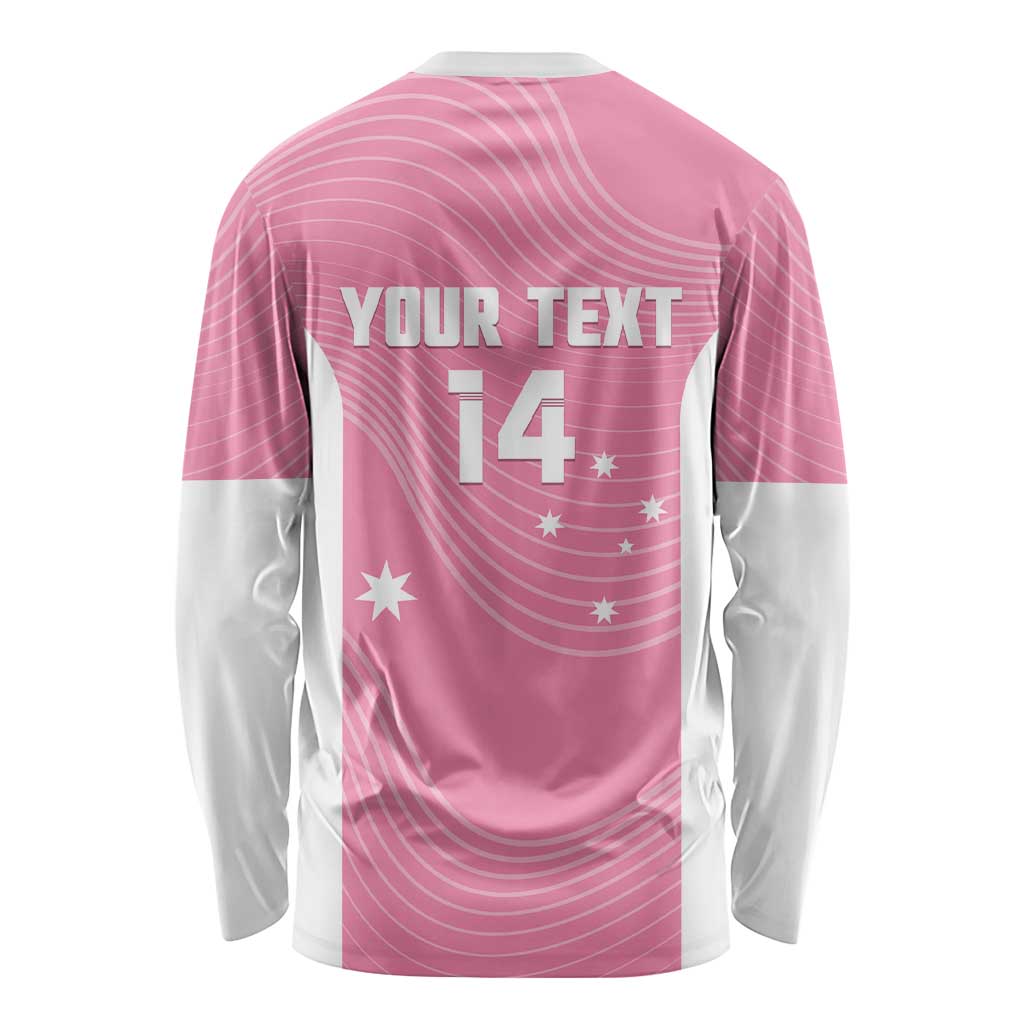 Custom Bowls Australia Breast Cancer Long Sleeve Shirt Pink Ribbon Aussie Map With Kangaroo Emu - Aussie Hoodie