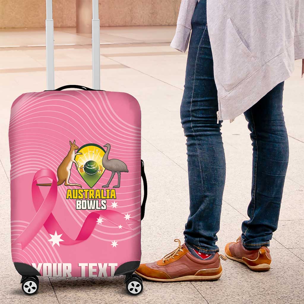 Custom Bowls Australia Breast Cancer Luggage Cover Pink Ribbon Aussie Map With Kangaroo Emu - Aussie Hoodie