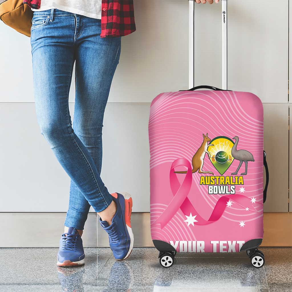 Custom Bowls Australia Breast Cancer Luggage Cover Pink Ribbon Aussie Map With Kangaroo Emu - Aussie Hoodie