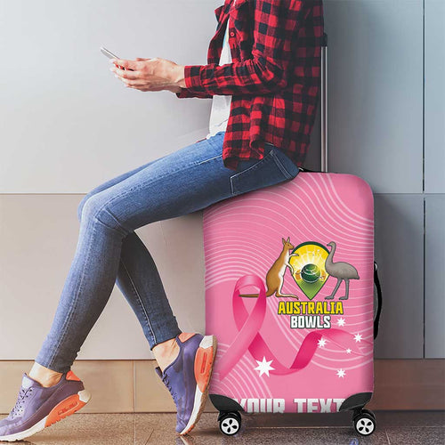 Custom Bowls Australia Breast Cancer Luggage Cover Pink Ribbon Aussie Map With Kangaroo Emu - Aussie Hoodie