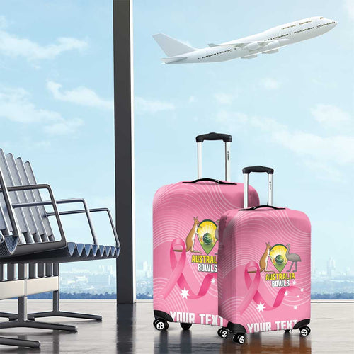 Custom Bowls Australia Breast Cancer Luggage Cover Pink Ribbon Aussie Map With Kangaroo Emu - Aussie Hoodie