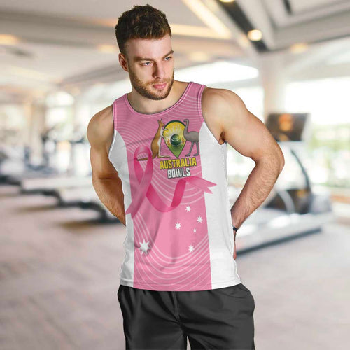 Custom Bowls Australia Breast Cancer Men Tank Top Pink Ribbon Aussie Map With Kangaroo Emu - Aussie Hoodie