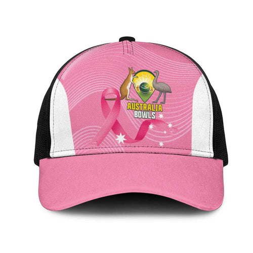 Bowls Australia Breast Cancer Mesh Trucker Cap Pink Ribbon Aussie Map With Kangaroo Emu - Aussie Hoodie