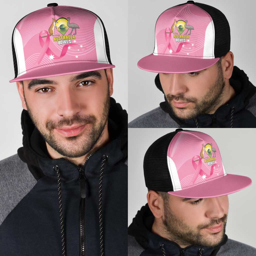Bowls Australia Breast Cancer Mesh Trucker Cap Pink Ribbon Aussie Map With Kangaroo Emu - Aussie Hoodie