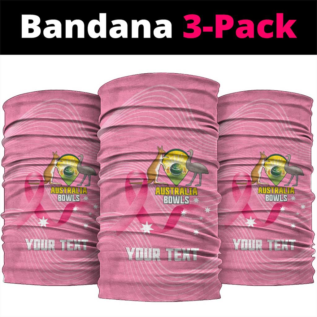 Custom Bowls Australia Breast Cancer Neck Gaiter Pink Ribbon Aussie Map With Kangaroo Emu - Aussie Hoodie