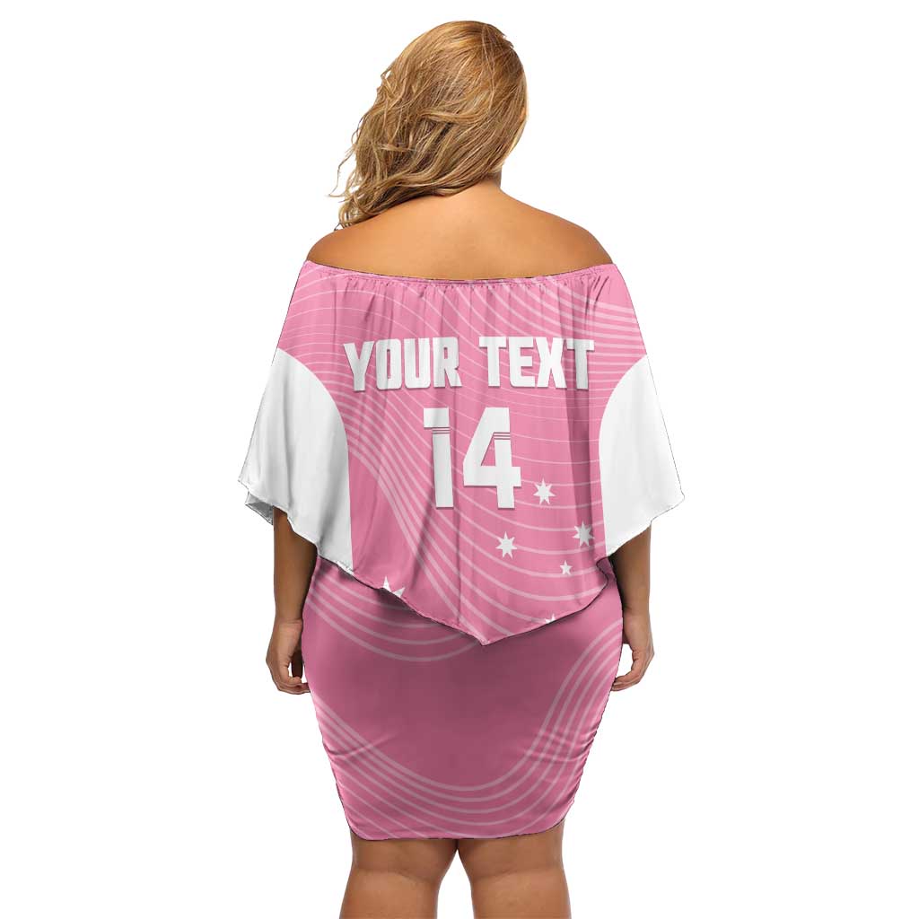 Custom Bowls Australia Breast Cancer Off Shoulder Short Dress Pink Ribbon Aussie Map With Kangaroo Emu - Aussie Hoodie