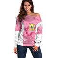 Custom Bowls Australia Breast Cancer Off Shoulder Sweater Pink Ribbon Aussie Map With Kangaroo Emu - Aussie Hoodie