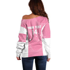 Custom Bowls Australia Breast Cancer Off Shoulder Sweater Pink Ribbon Aussie Map With Kangaroo Emu - Aussie Hoodie