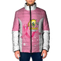 Custom Bowls Australia Breast Cancer Padded Jacket Pink Ribbon Aussie Map With Kangaroo Emu - Aussie Hoodie