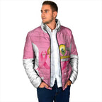 Custom Bowls Australia Breast Cancer Padded Jacket Pink Ribbon Aussie Map With Kangaroo Emu - Aussie Hoodie