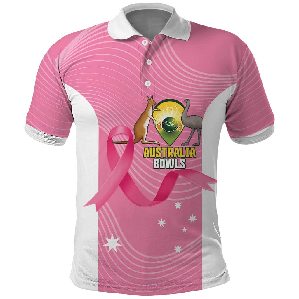 Custom Bowls Australia Breast Cancer Polo Shirt Pink Ribbon Aussie Map With Kangaroo Emu - Aussie Hoodie
