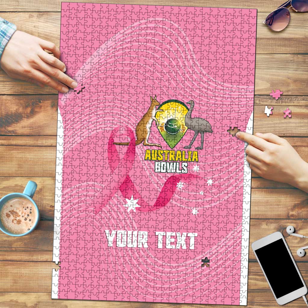Custom Bowls Australia Breast Cancer Puzzle Pink Ribbon Aussie Map With Kangaroo Emu - Aussie Hoodie