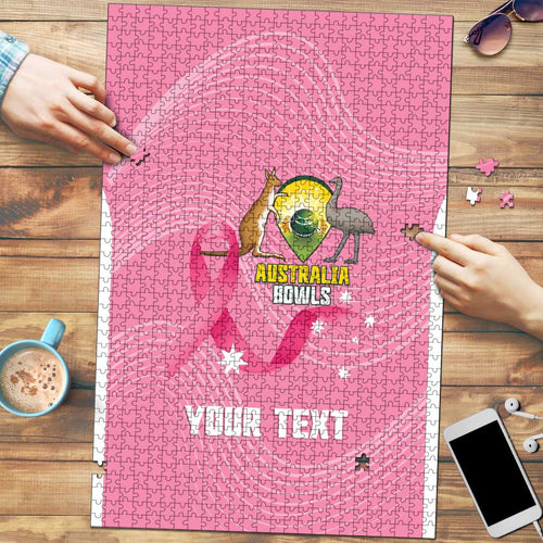 Custom Bowls Australia Breast Cancer Puzzle Pink Ribbon Aussie Map With Kangaroo Emu - Aussie Hoodie