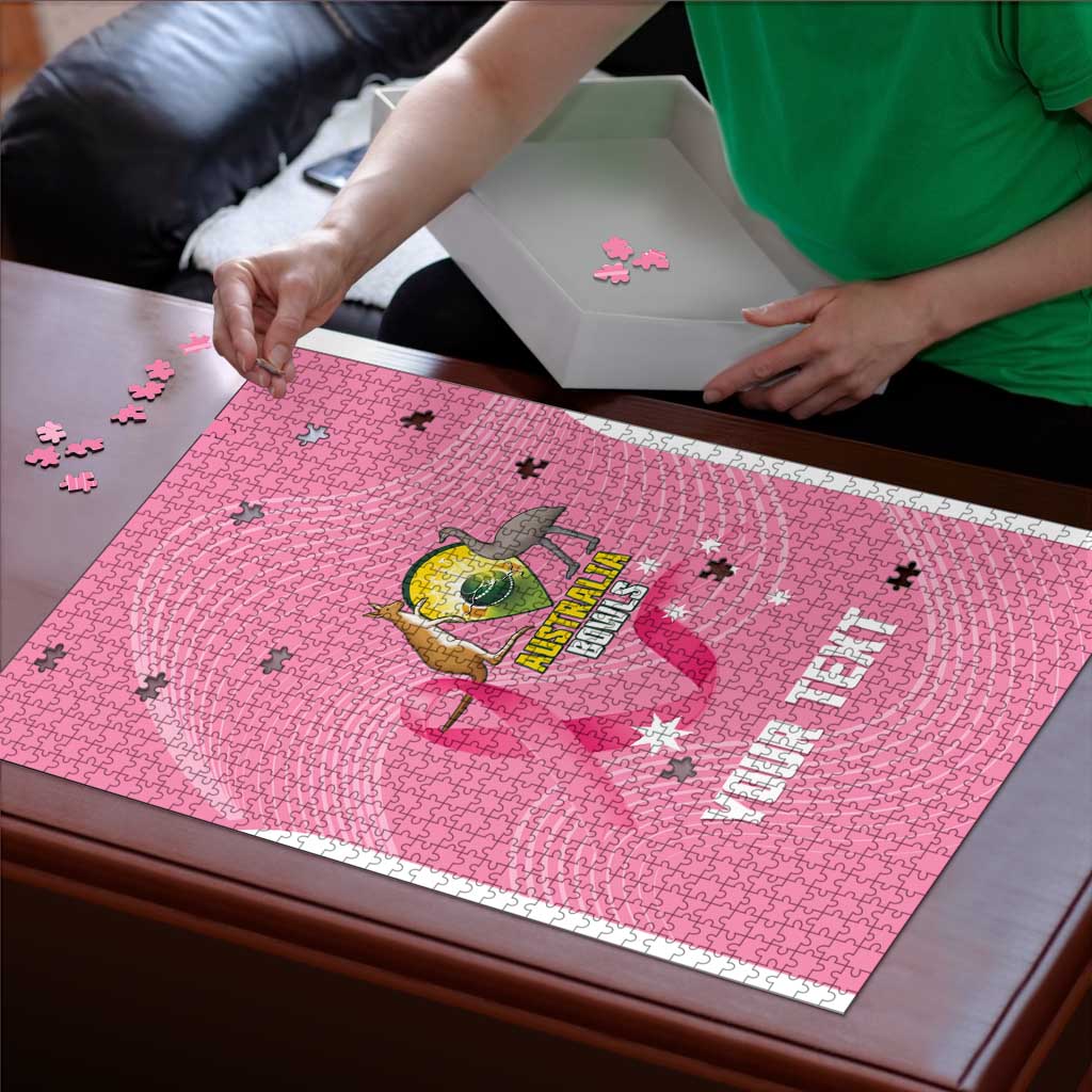 Custom Bowls Australia Breast Cancer Puzzle Pink Ribbon Aussie Map With Kangaroo Emu - Aussie Hoodie