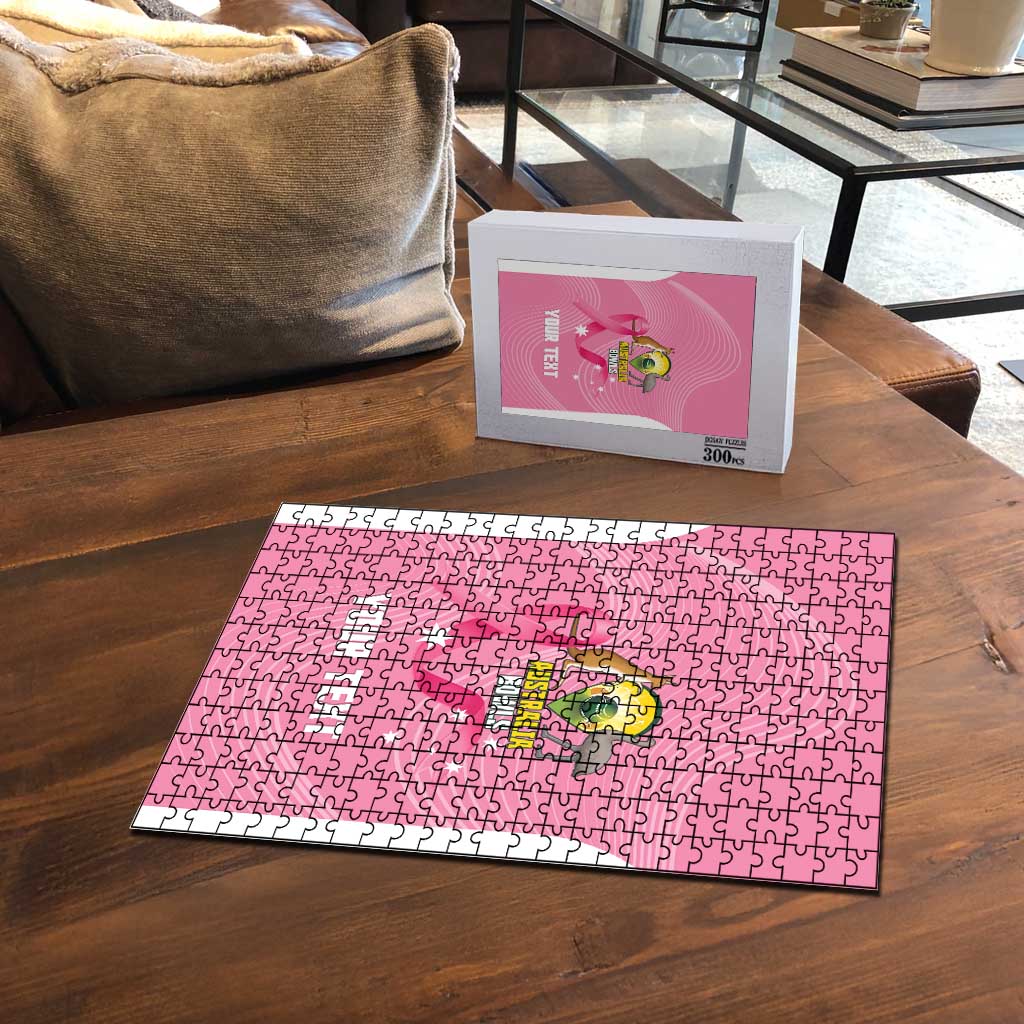 Custom Bowls Australia Breast Cancer Puzzle Pink Ribbon Aussie Map With Kangaroo Emu - Aussie Hoodie