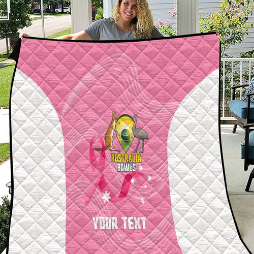 Custom Bowls Australia Breast Cancer Quilt Pink Ribbon Aussie Map With Kangaroo Emu - Aussie Hoodie