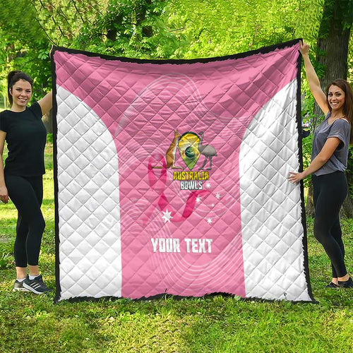 Custom Bowls Australia Breast Cancer Quilt Pink Ribbon Aussie Map With Kangaroo Emu - Aussie Hoodie
