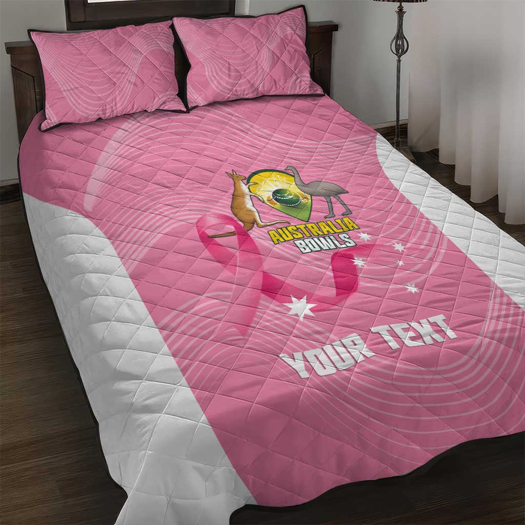 Custom Bowls Australia Breast Cancer Quilt Bed Set Pink Ribbon Aussie Map With Kangaroo Emu - Aussie Hoodie