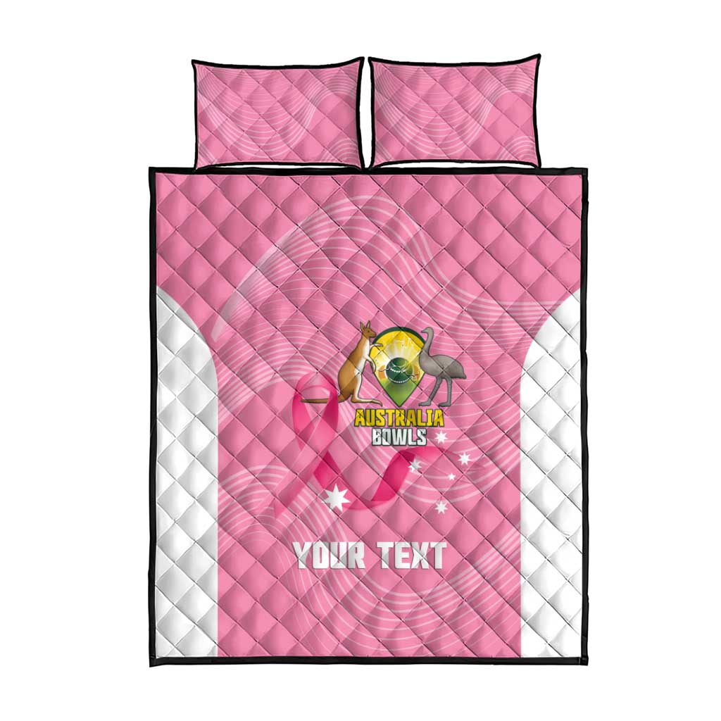 Custom Bowls Australia Breast Cancer Quilt Bed Set Pink Ribbon Aussie Map With Kangaroo Emu - Aussie Hoodie