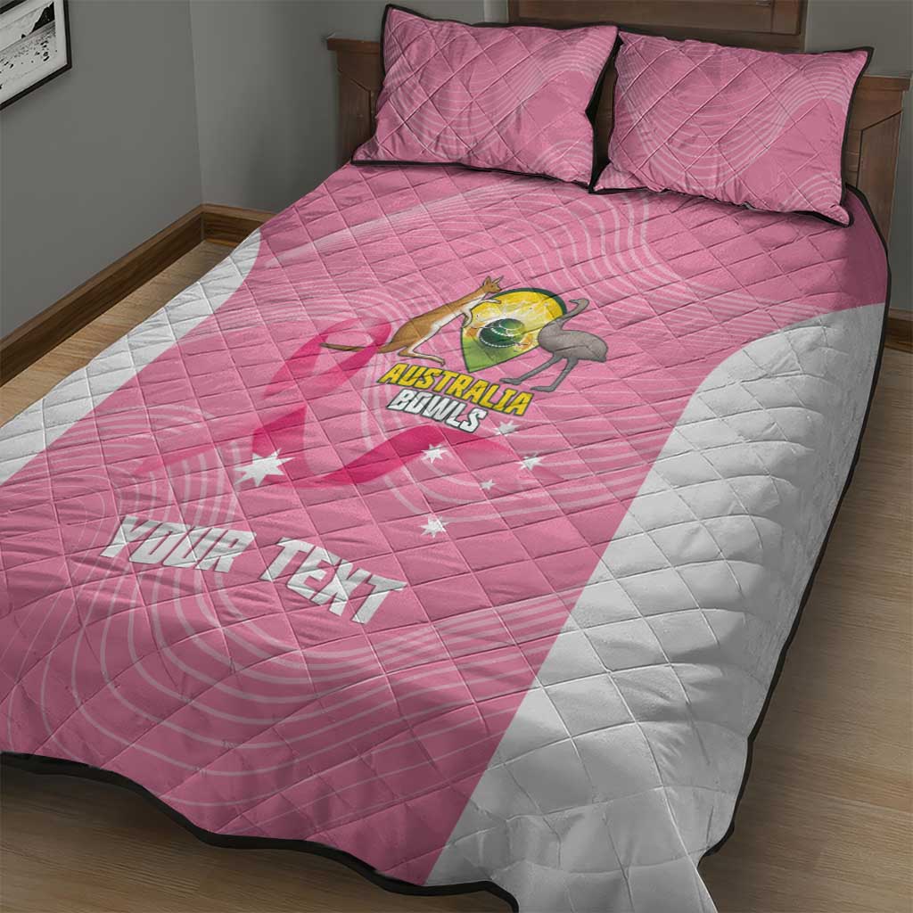 Custom Bowls Australia Breast Cancer Quilt Bed Set Pink Ribbon Aussie Map With Kangaroo Emu - Aussie Hoodie