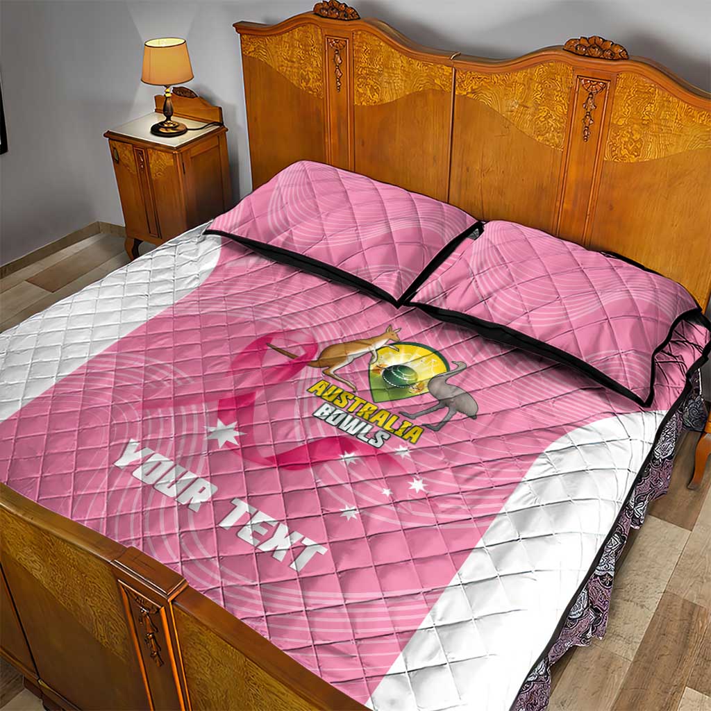 Custom Bowls Australia Breast Cancer Quilt Bed Set Pink Ribbon Aussie Map With Kangaroo Emu - Aussie Hoodie