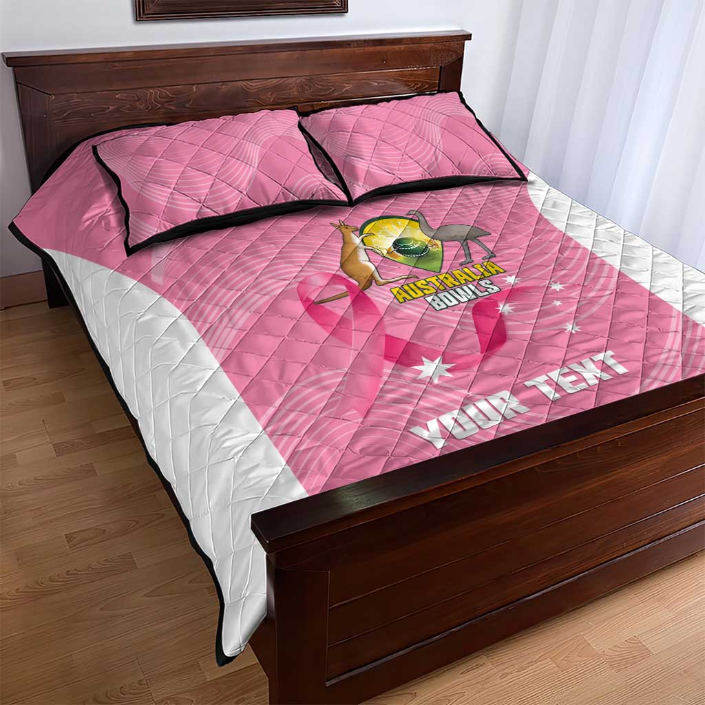 Custom Bowls Australia Breast Cancer Quilt Bed Set Pink Ribbon Aussie Map With Kangaroo Emu - Aussie Hoodie