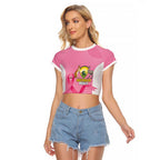 Custom Bowls Australia Breast Cancer Raglan Cropped T Shirt Pink Ribbon Aussie Map With Kangaroo Emu - Aussie Hoodie