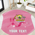 Custom Bowls Australia Breast Cancer Round Carpet Pink Ribbon Aussie Map With Kangaroo Emu - Aussie Hoodie